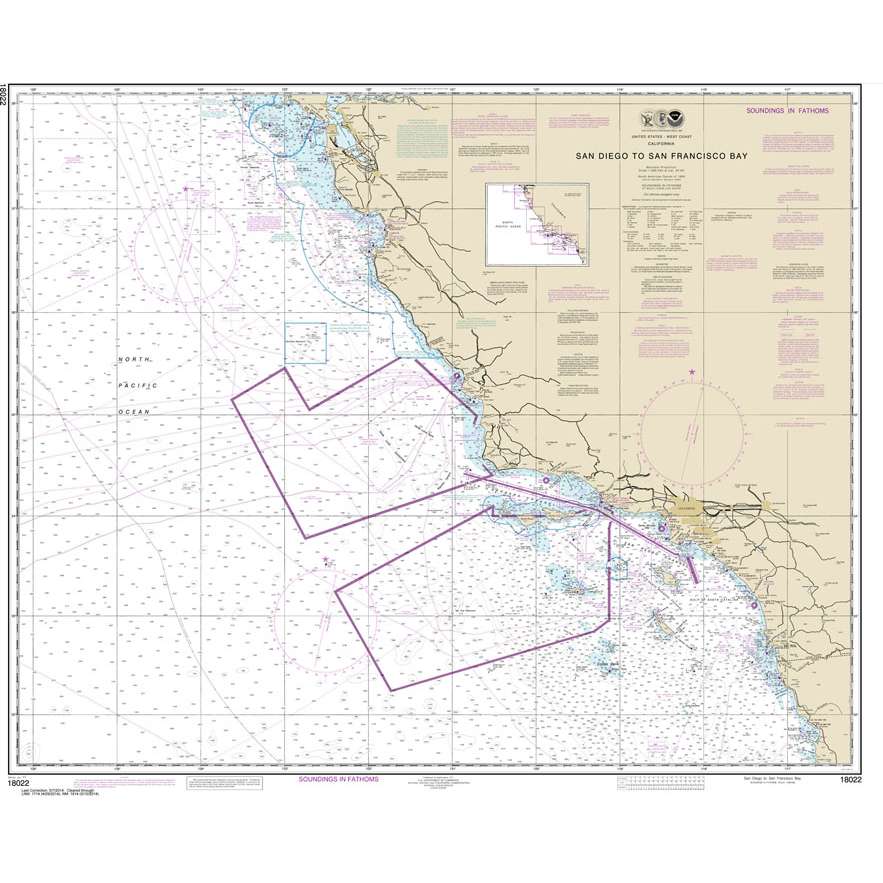 NOAA Chart 18022: San Diego to San Francisco Bay - Life Raft Professionals