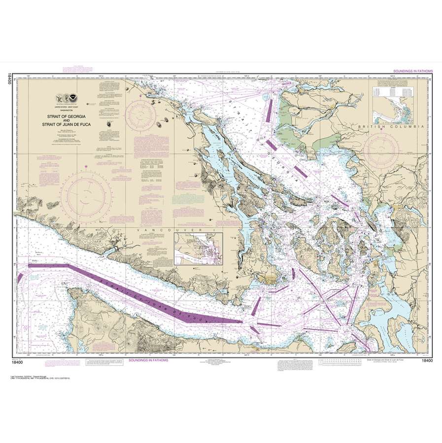 NOAA Chart 18400: Strait of Georgia and Strait of Juan de Fuca - Life Raft Professionals