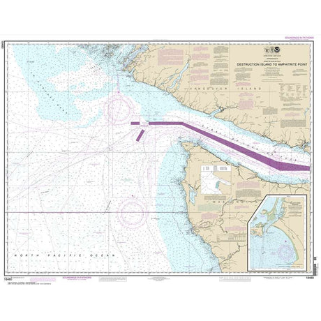 NOAA Chart 18480: Approaches to Strait of Juan de Fuca Destruction lsland to Amphitrite Point - Life Raft Professionals