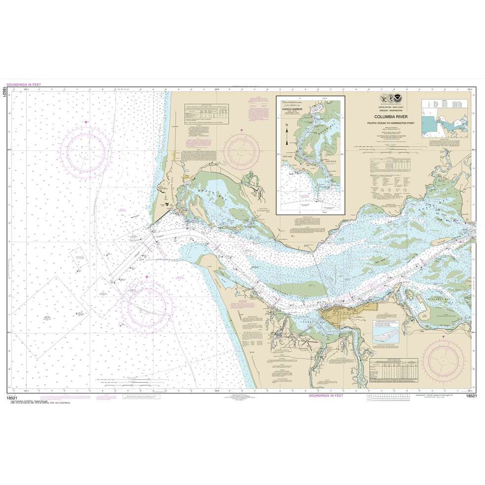 NOAA Chart 18521: Columbia River Pacific Ocean to Harrington Point; Ilwaco Harbor - Life Raft Professionals