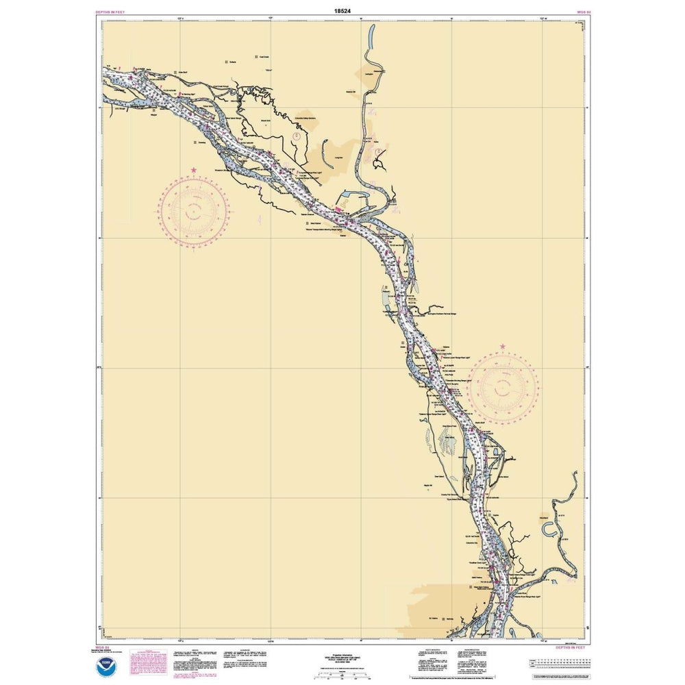 NOAA Chart 18524: Columbia River Crims Island to Saint Helens - Life Raft Professionals