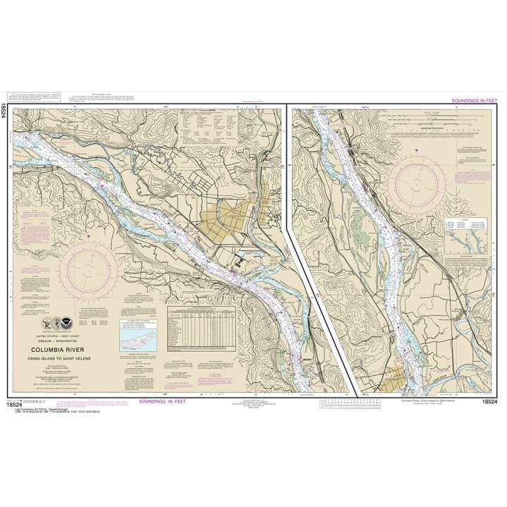 NOAA Chart 18524: Columbia River Crims Island to Saint Helens - Life Raft Professionals