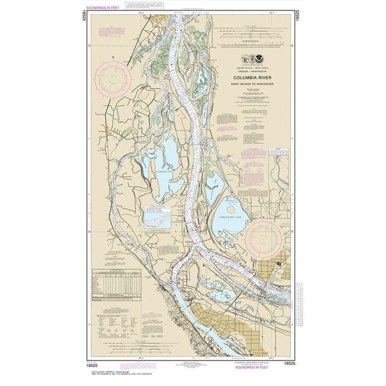 NOAA Chart 18525: Columbia River Saint Helens to Vancouver - Life Raft Professionals