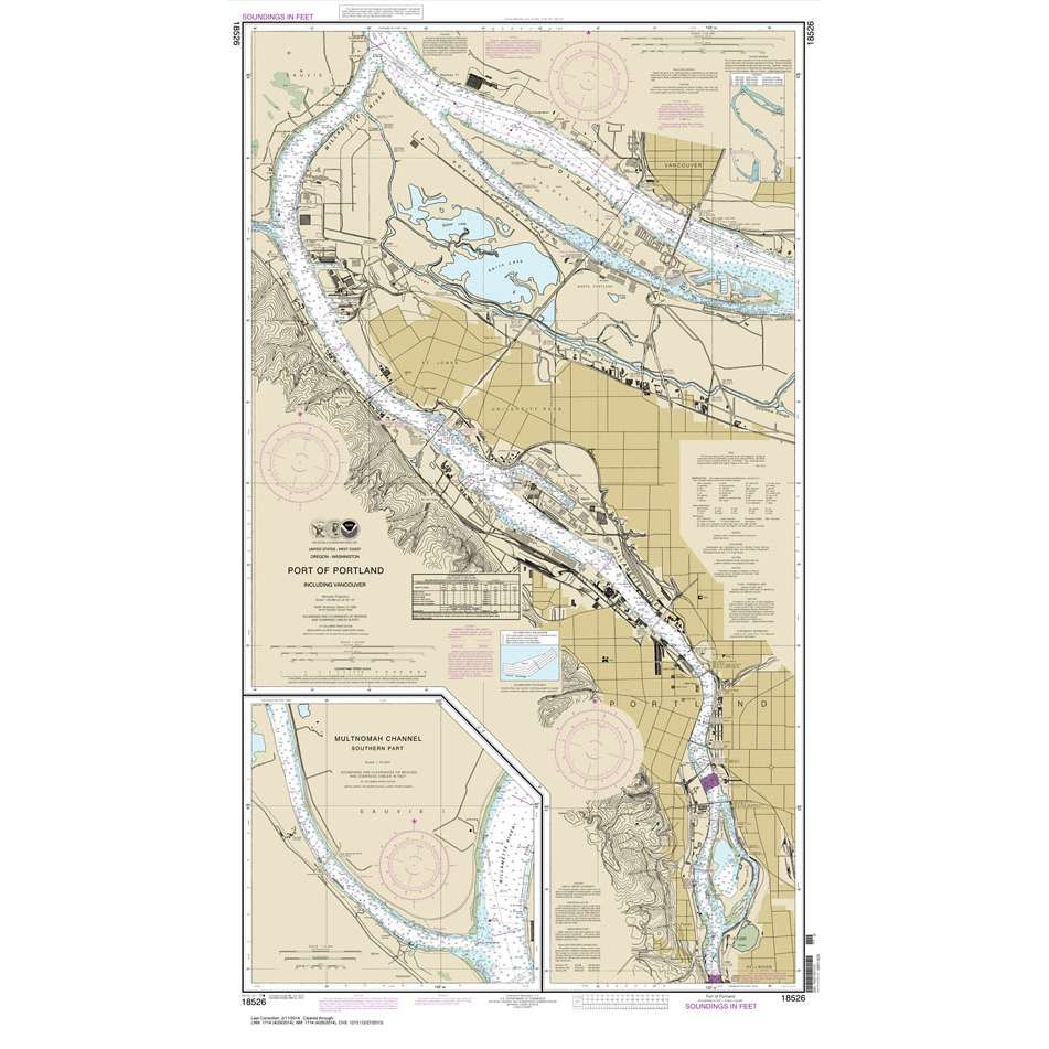 NOAA Chart 18526: Port of Portland: Including Vancouver; Multnomah ...