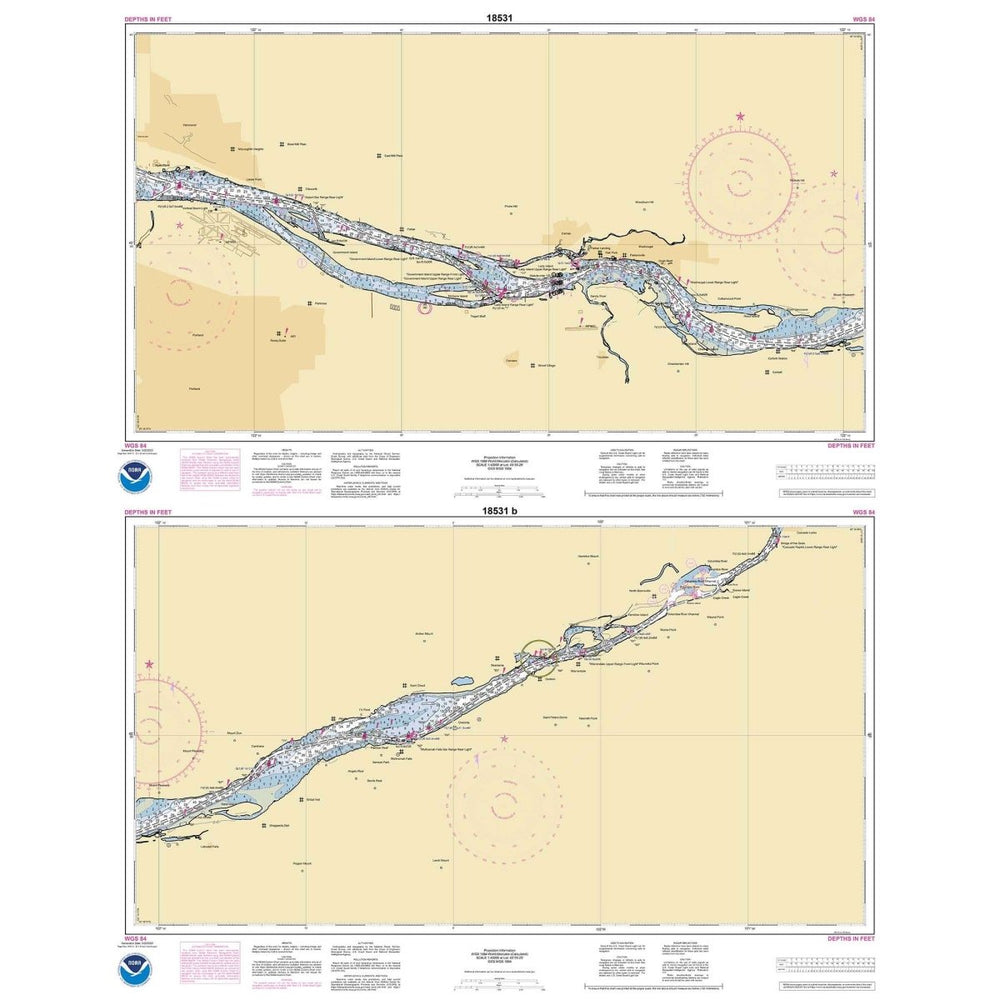NOAA Chart 18531: Columbia River Vancouver to Bonneville; Bonneville Dam - Life Raft Professionals