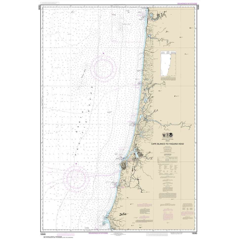 NOAA Chart 18580: Cape Blanco to Yaquina Head - Life Raft Professionals