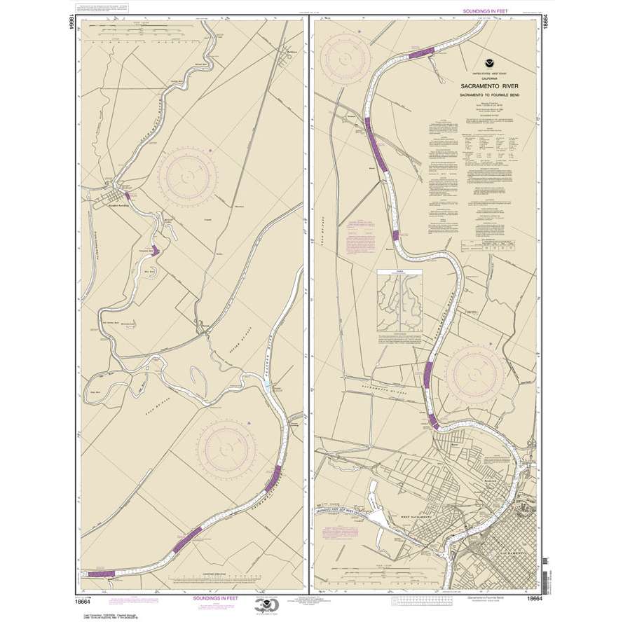 NOAA Chart 18664: Sacramento River Sacramento to Fourmile Bend - Life Raft Professionals
