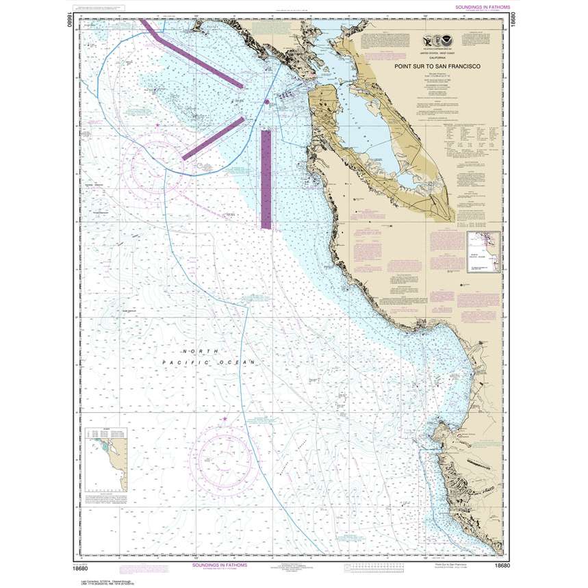 NOAA Chart 18680: Point Sur to San Francisco - Life Raft Professionals