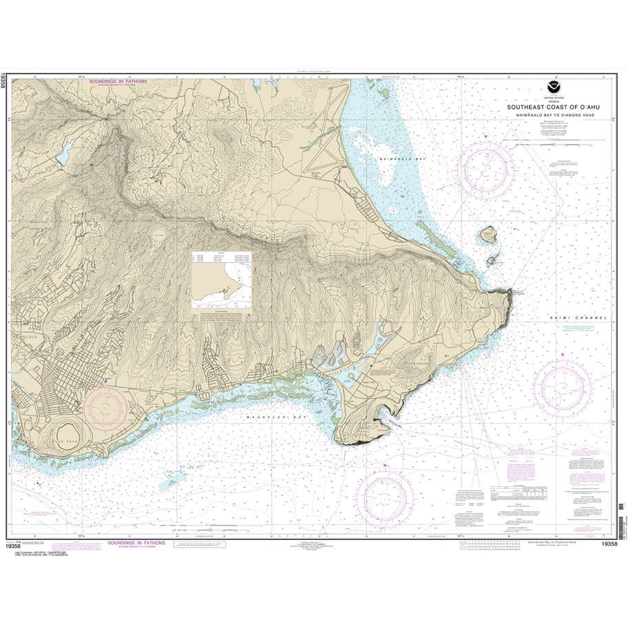 NOAA Chart 19358: Southeast Coast of O'ahu Waimanalo Bay to Diamond Head - Life Raft Professionals