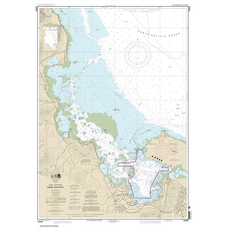 NOAA Chart 19359: O'ahu East Coast Kane'ohe Bay - Life Raft Professionals