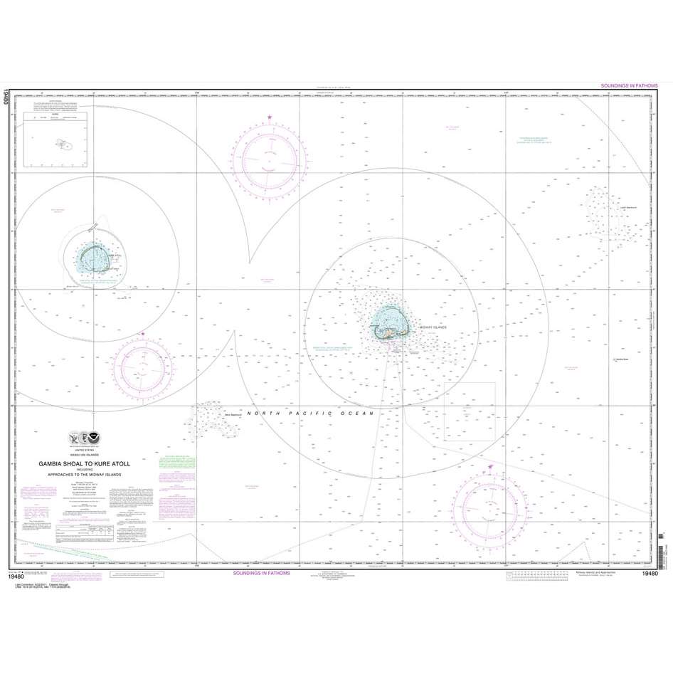 NOAA Chart 19480: Gambia Shoal to Kure Atoll including approaches to the Midway Islands - Life Raft Professionals