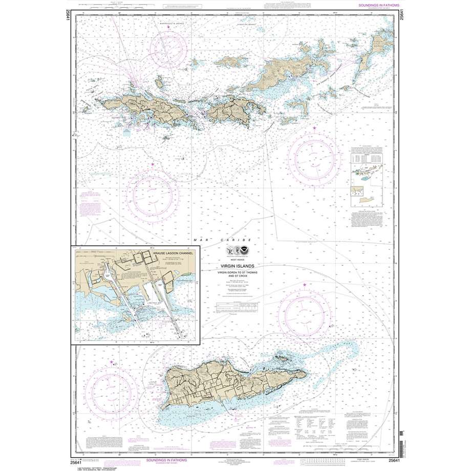 NOAA Chart 25641: Virgin Islands-Virgin Gorda to St. Thomas and St. Croix;Krause Lagoon Channel - Life Raft Professionals