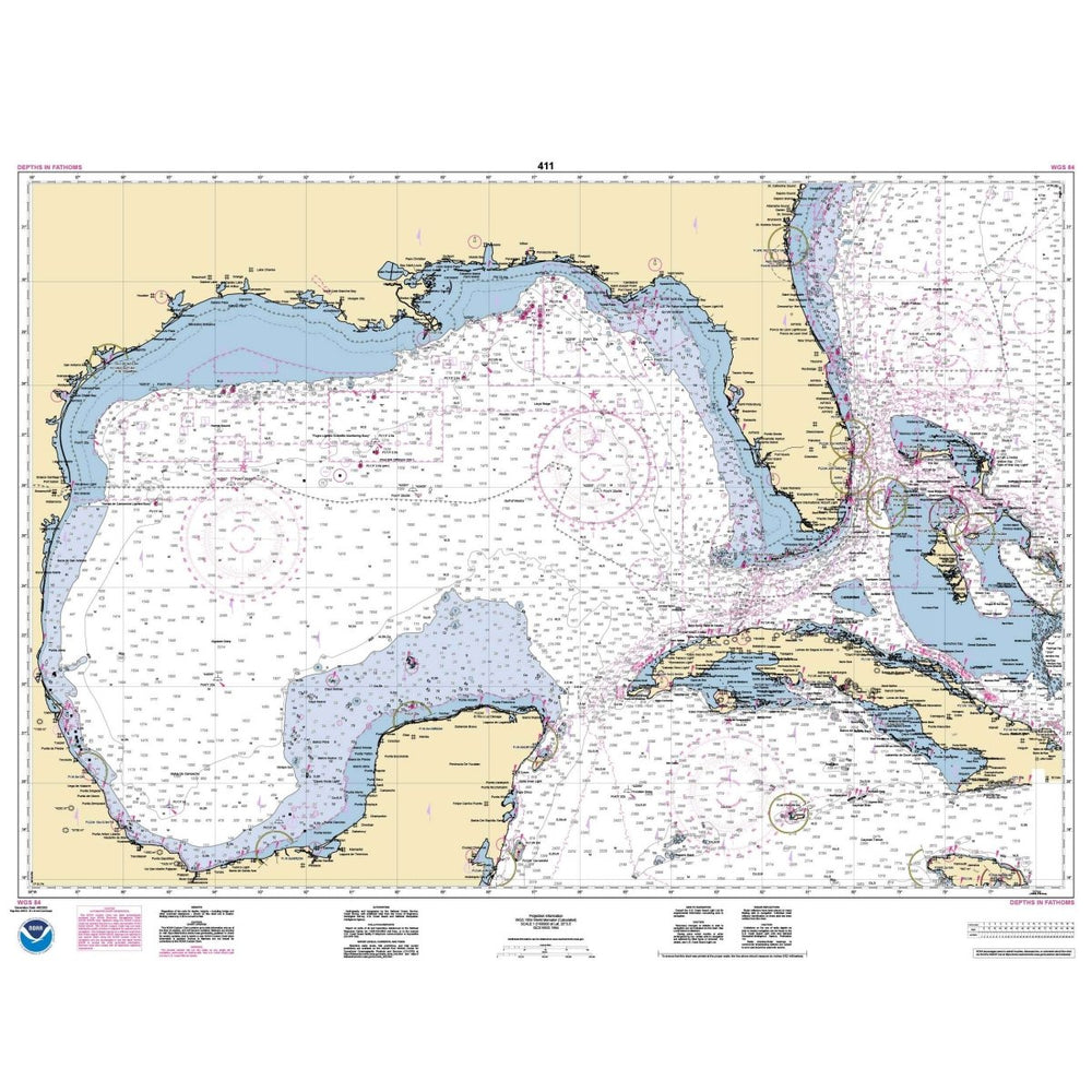 NOAA Chart 411 Gulf of Mexico Life Raft Professionals