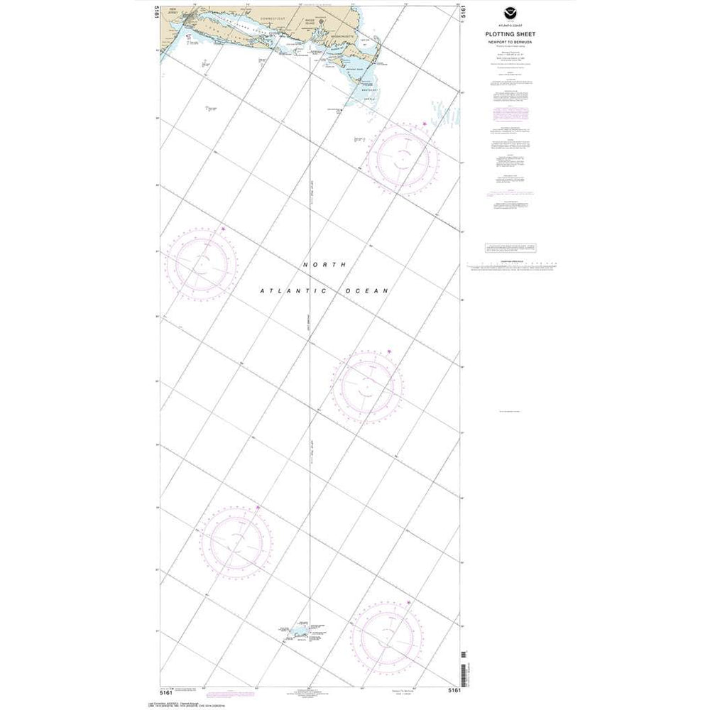 NOAA Chart 5161: Newport, Rhode Island to Bermuda (Plotting Sheet) - Life Raft Professionals