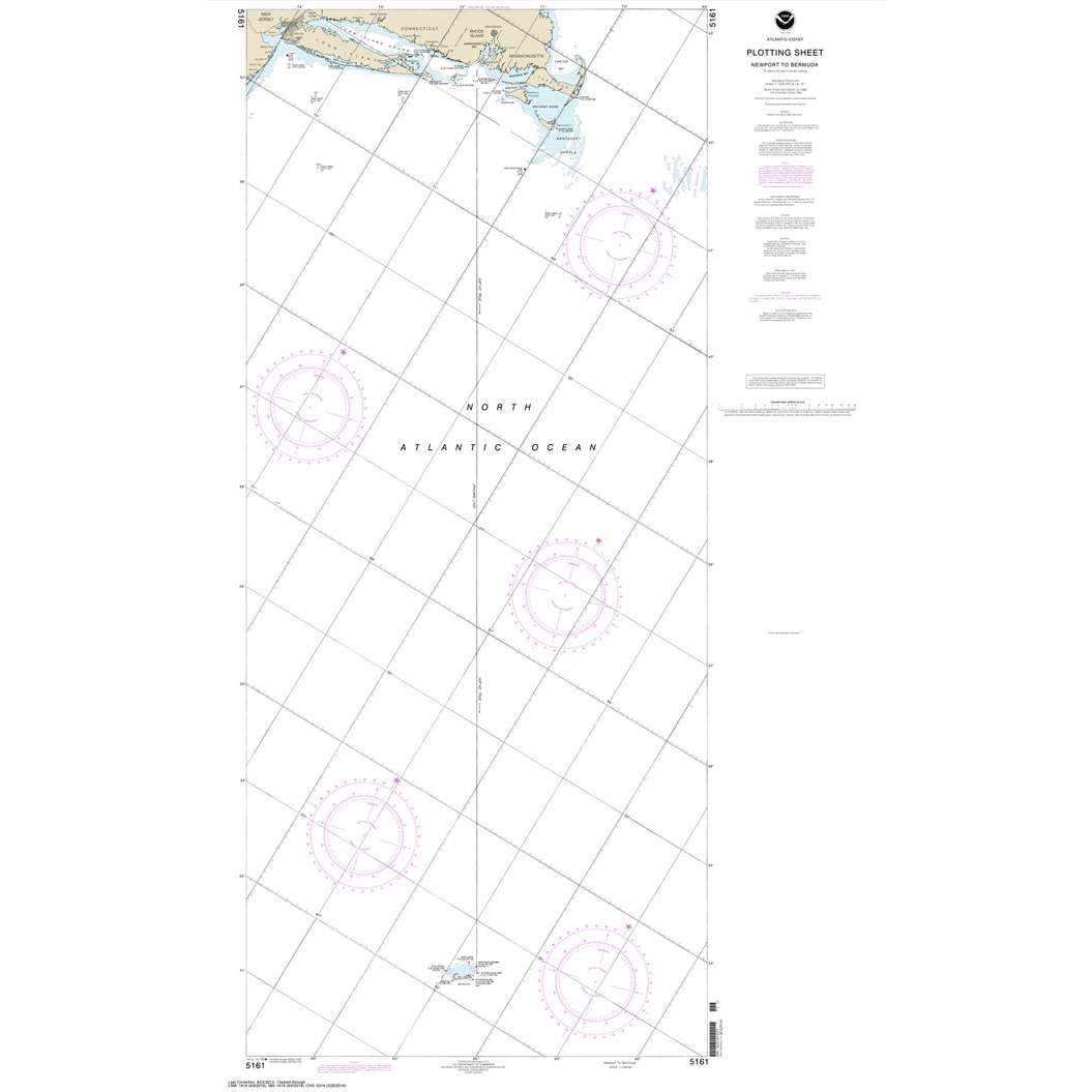 NOAA Chart 5161: Newport, Rhode Island to Bermuda (Plotting Sheet) - Life Raft Professionals