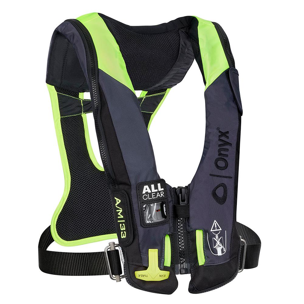 Onyx Impulse A/M 33 All Clear w/Harness Auto/Manual Inflatable Life Jacket - Grey [134300-701-004-21] - Life Raft Professionals