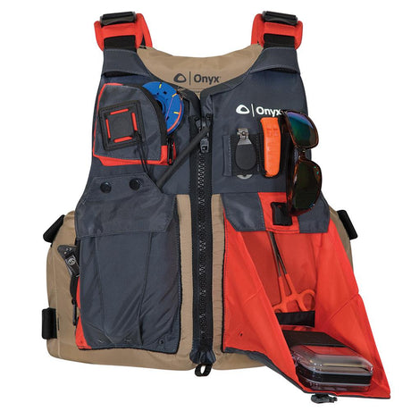 Onyx Kayak Fishing Vest - Adult Universal - Tan/Grey [121700-706-004-17] - Life Raft Professionals