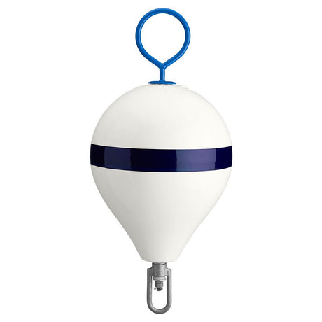 Polyform 13.5" CM Mooring Buoy w/Steel Iron - White Blue Stripe - Life Raft Professionals