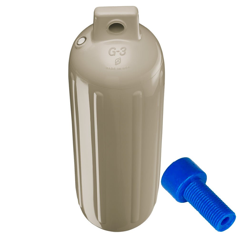 Polyform G-3 Twin Eye Fender 5.5" x 19" - Sand w/Adapter - Life Raft Professionals