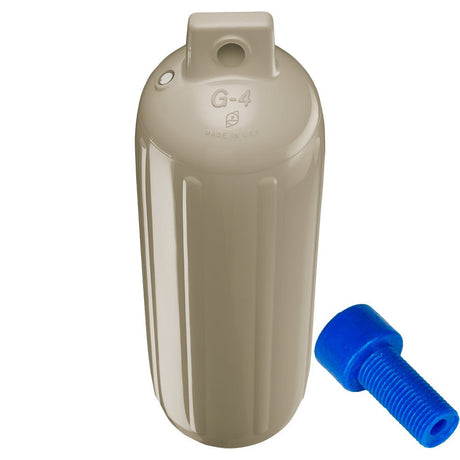 Polyform G-4 Twin Eye Fender 6.5" x 22" - Sand w/Adapter - Life Raft Professionals