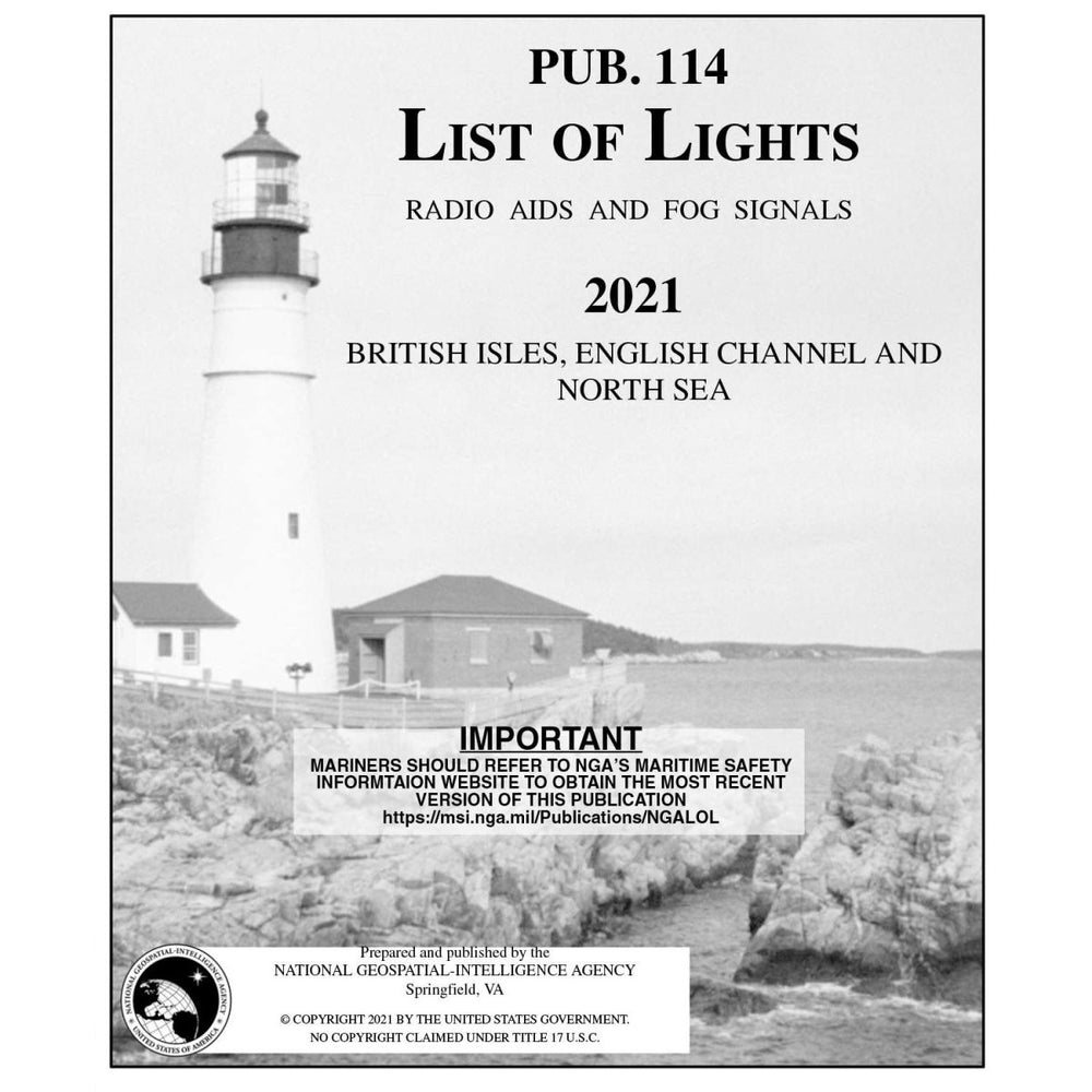 Pub 114 List of Lights: British Isles, English Channel, and North Sea (Current Edition) - Life Raft Professionals