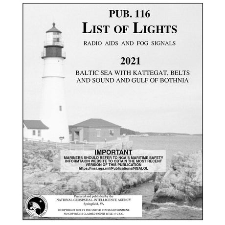 Pub 116 List of Lights: Baltic Sea with Kattegat, Belts and Sound of Bothnia (Current Edition) - Life Raft Professionals