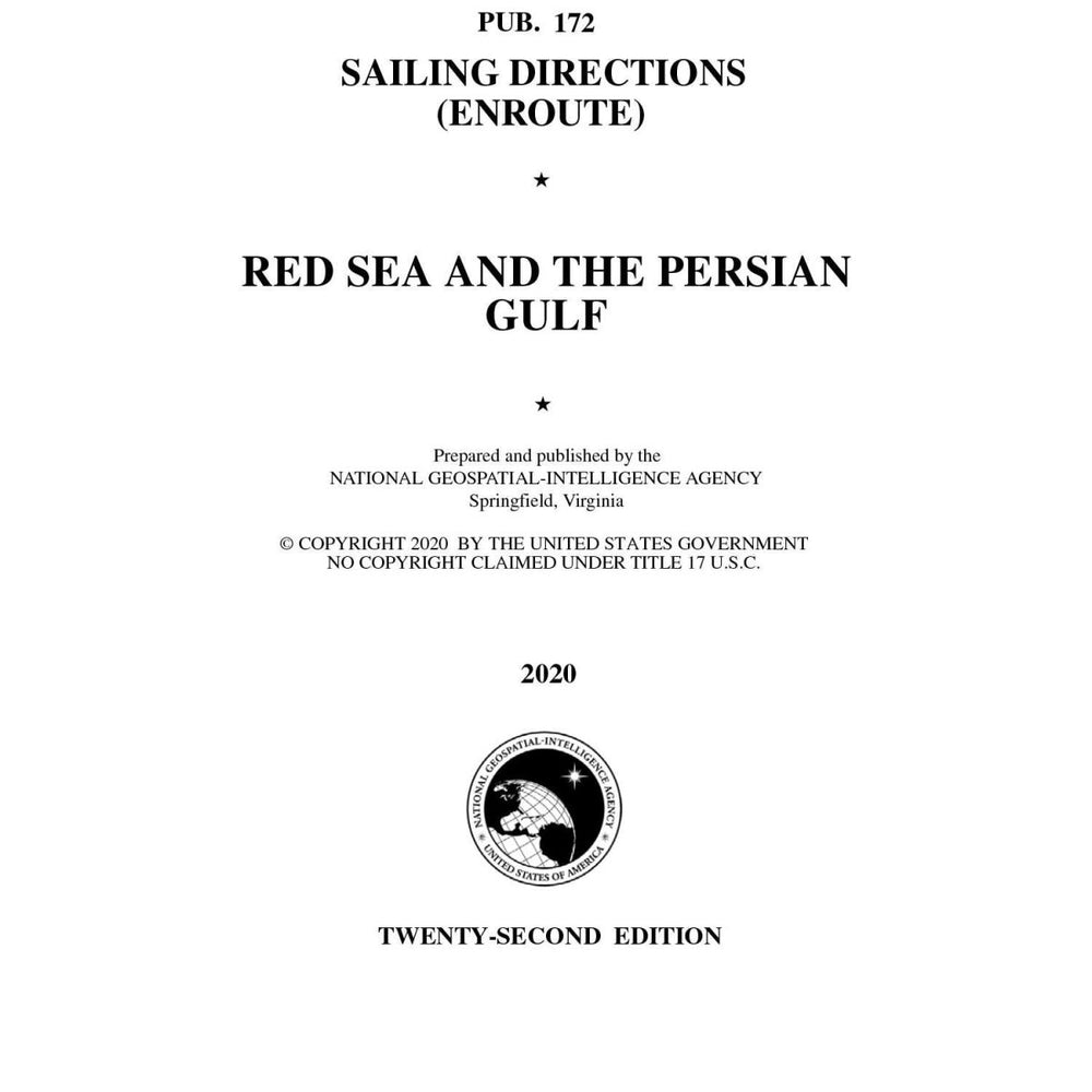 PUB 172 Sailing Directions Enroute: Red Sea and The Persian Gulf (Current Edition) - Life Raft Professionals