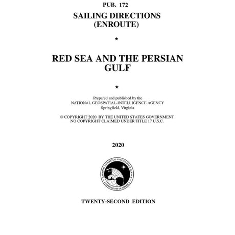 PUB 172 Sailing Directions Enroute: Red Sea and The Persian Gulf (Current Edition) - Life Raft Professionals