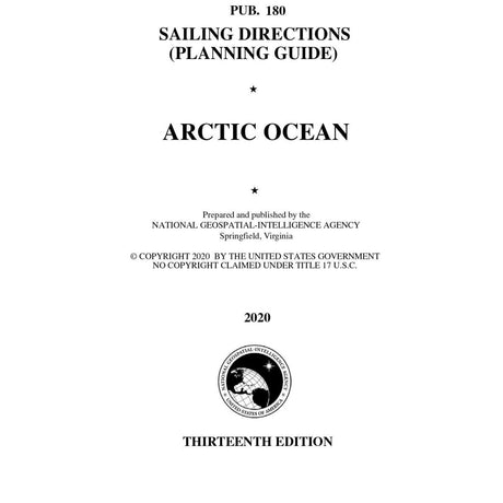 PUB. 180 Sailing Directions Planning Guide: Arctic Ocean (Current Edition) - Life Raft Professionals