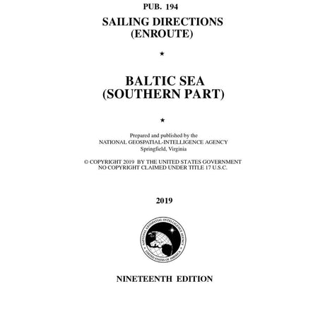 PUB 194 Sailing Directions Enroute: Baltic Sea (Southern Part) (Current Edition) - Life Raft Professionals