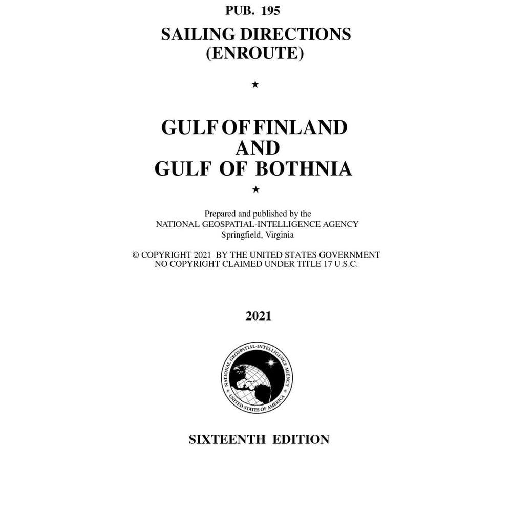 PUB 195 Sailing Directions Enroute: Gulf of Finland and Gulf of Bothnia (Current Edition) - Life Raft Professionals