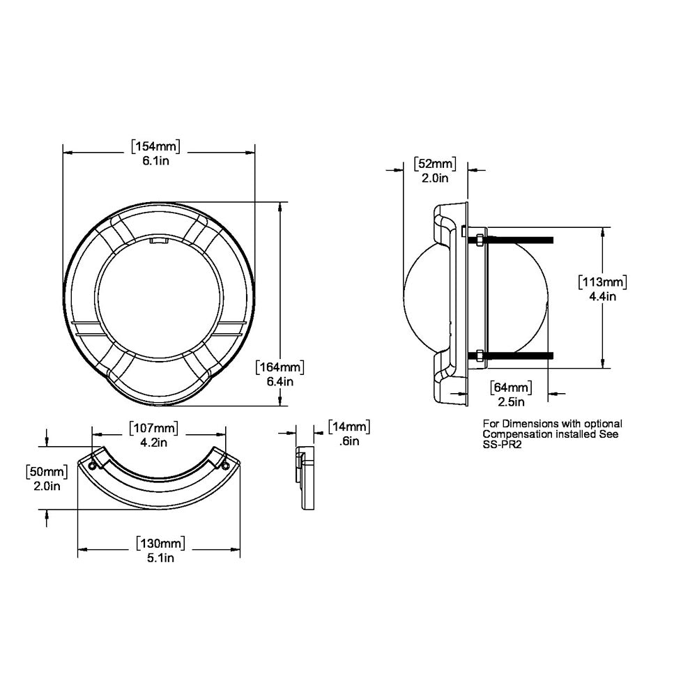 Ritchie SR-2 Venture Sail Boat Compass w/Clinometer - Bulkhead Mount - Black [SR-2] - Life Raft Professionals
