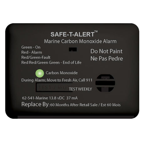 Safe-T-Alert 62 Series Carbon Monoxide Alarm - 12V - 62-541-Marine - Surface Mount - Black [62-541-MARINE-BL] - Life Raft Professionals