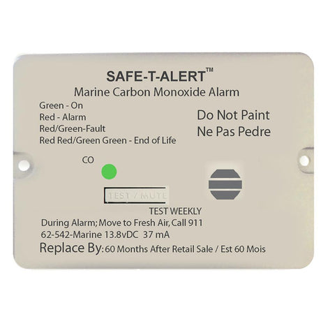 Safe-T-Alert 62 Series Carbon Monoxide Alarm - 12V - 62-542-Marine - Flush Mount - White [62-542-MARINE] - Life Raft Professionals