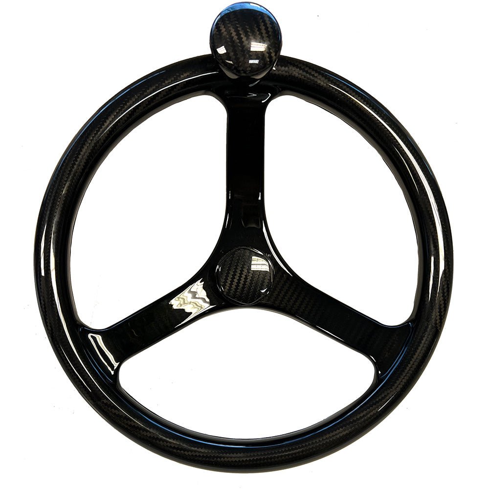 Schmitt Marine Carbon Fiber Primus Wheel w/Knob 13.5" w/Sanntoprene Finger Grip 3/4" Tapered Shaft w/CF Nut - Life Raft Professionals