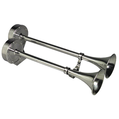 Schmitt Ongaro Deluxe All-Stainless Dual Trumpet Horn - 12V - Life Raft Professionals