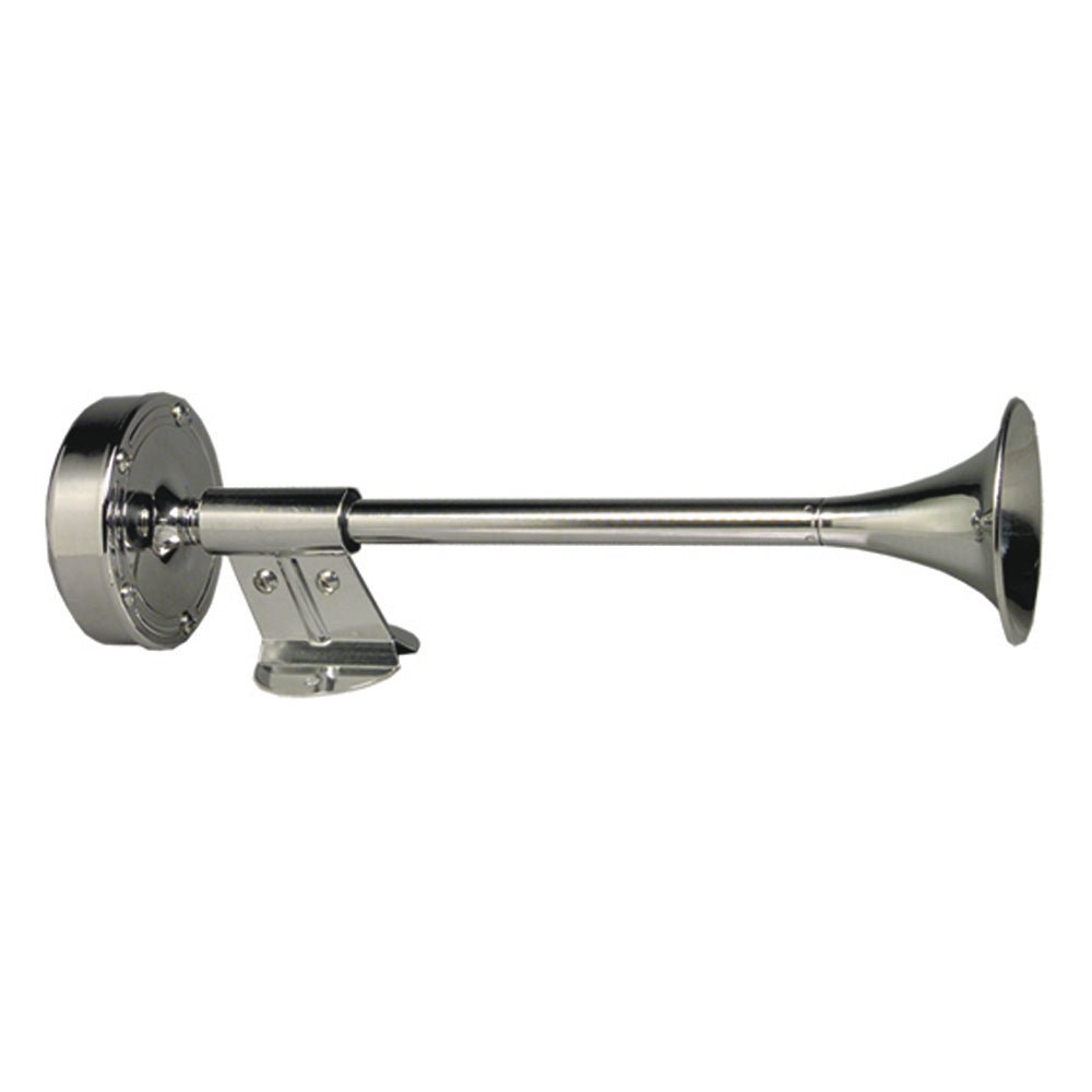 Schmitt Ongaro Deluxe All-Stainless Shorty Single Trumpet Horn - 12V - Life Raft Professionals