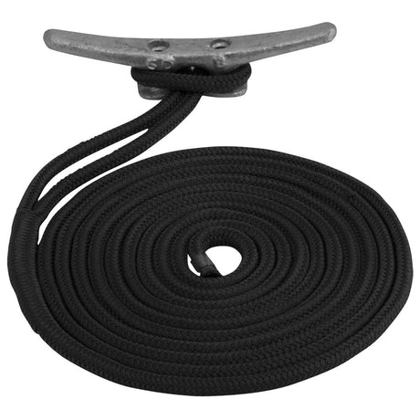 Sea-Dog Double Braided Nylon Dock Line - 1/2" x 20 - Black - Life Raft Professionals