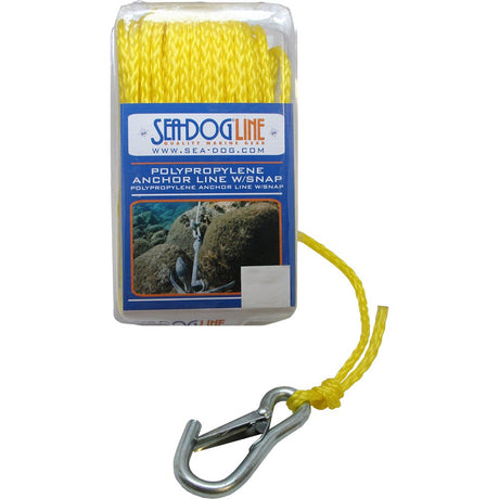 Sea-Dog Poly Pro Anchor Line w/Snap - 1/4" x 100 - Yellow - Life Raft Professionals