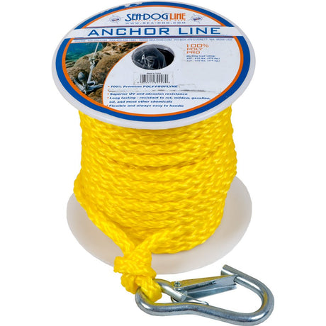 Sea-Dog Poly Pro Anchor Line w/Snap - 3/8" x 75 - Yellow - Life Raft Professionals
