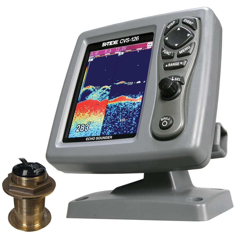 SI-TEX CVS-126 Dual Frequency Color Echo Sounder w/B60 20 Transducer B-60-20-CX [CVS-1266020] - Life Raft Professionals