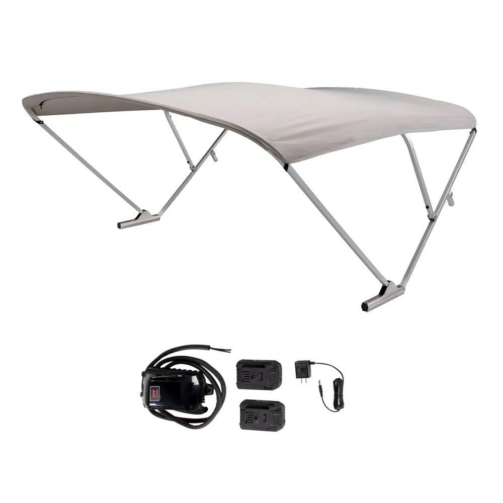 SureShade Battery Powered Bimini - Clear Anodized Frame Grey Fabric - Life Raft Professionals