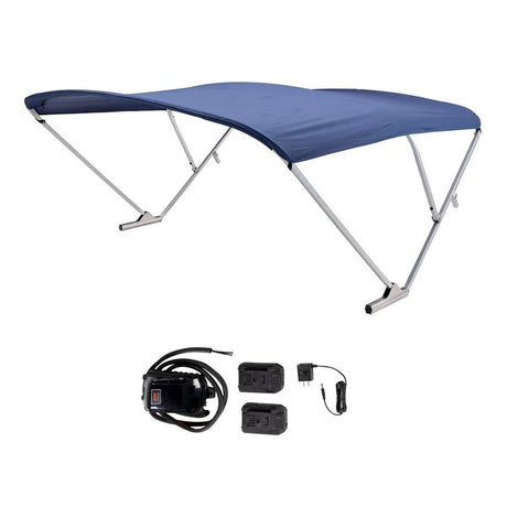 SureShade Battery Powered Bimini - Clear Anodized Frame Navy Fabric - Life Raft Professionals