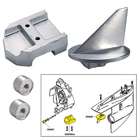 Tecnoseal Anode Kit w/Hardware - Mercury Alpha 1 Gen 1 - Magnesium - Life Raft Professionals