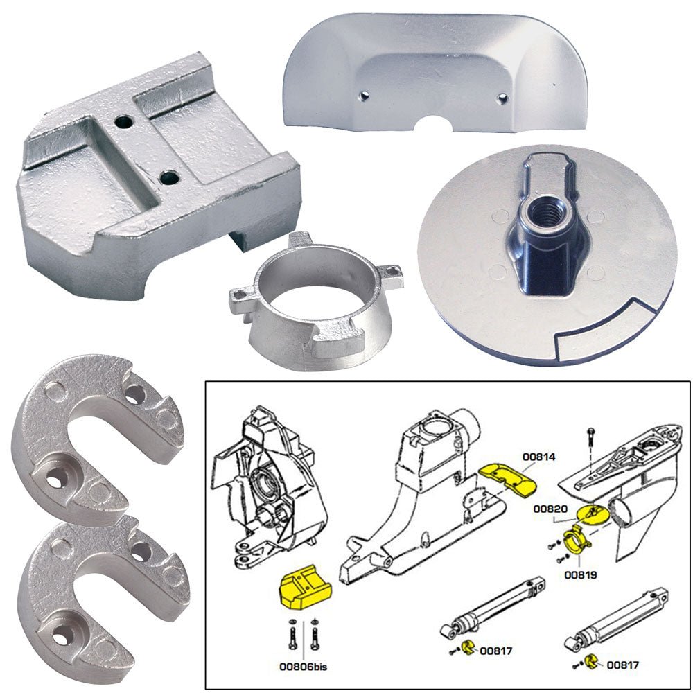 Tecnoseal Anode Kit w/Hardware - Mercury Alpha 1 Gen 2 - Zinc - Life Raft Professionals