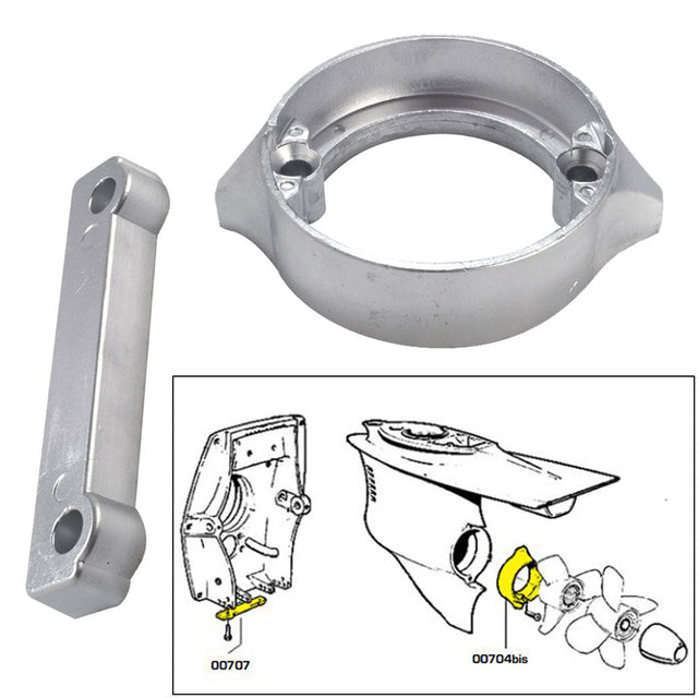 Tecnoseal Anode Kit w/Hardware - Volvo Duo-Prop 280 - Aluminum - Life Raft Professionals