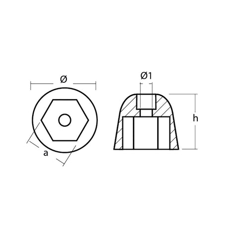 Tecnoseal Zinc Sidepower - Sleipner Propeller Nut Anode - Life Raft Professionals