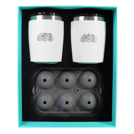 Toadfish Non-Tipping 10oz White Rocks Tumblers w/Ice Ball Tray - 2 Tumblers - Life Raft Professionals