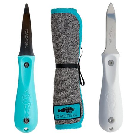 Toadfish Shuckers Bundle - Put Em Back Oyster Knife, Professional Oyster Knife Cut-Proof Shucking Cloth - Life Raft Professionals