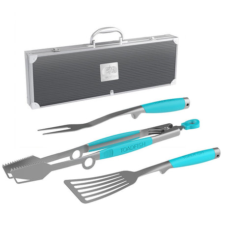 Toadfish Ultimate Grill Set + Case - Tongs, Spatula Fork - Life Raft Professionals